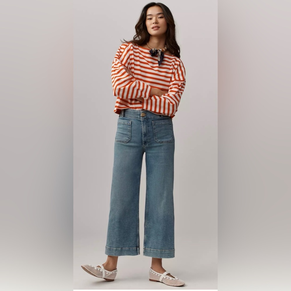 NWT The Colette Crop High-Rise Wide-Leg Jeans by Maeve, Size 26